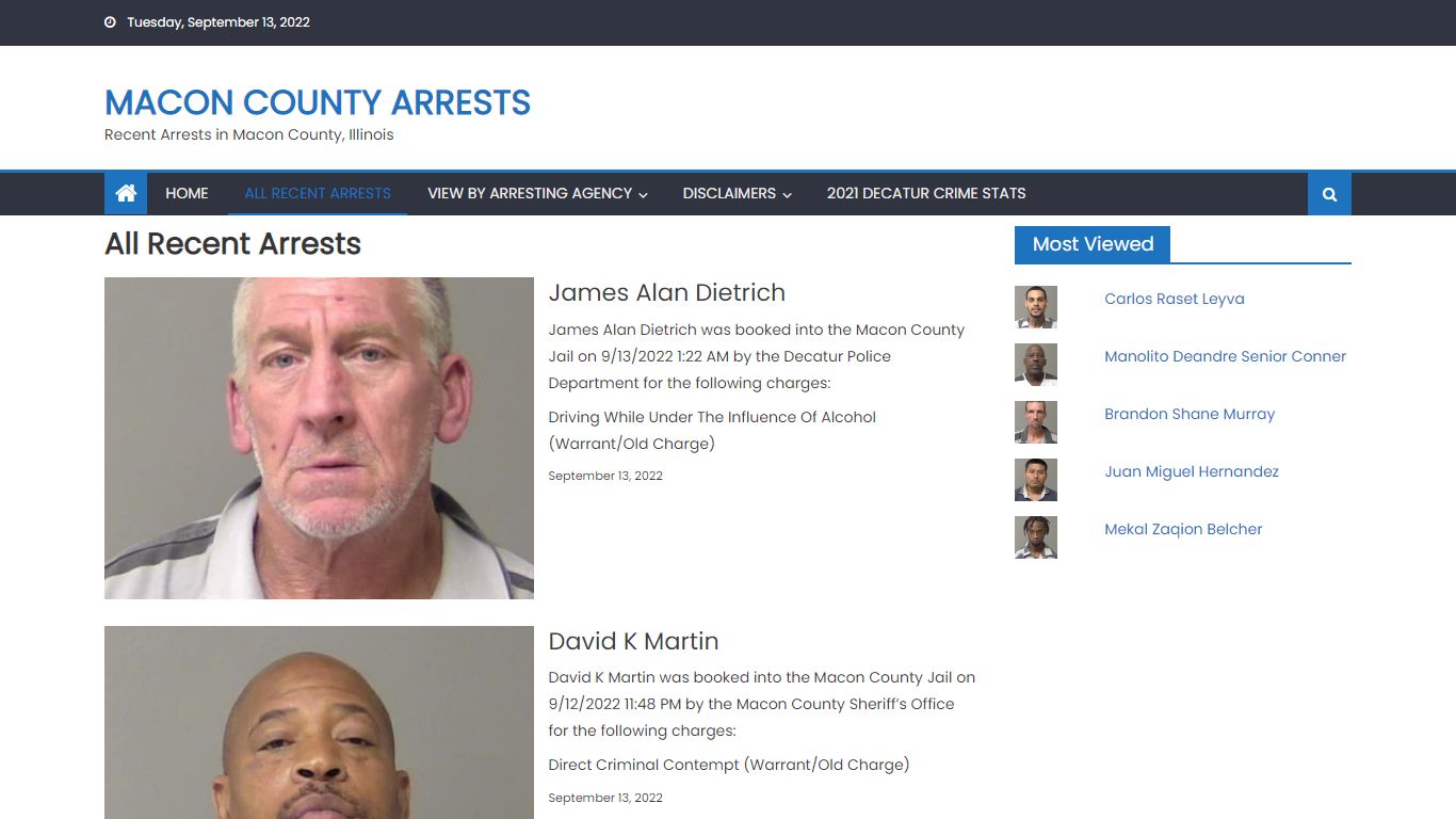 All Recent Arrests - Macon County Arrests