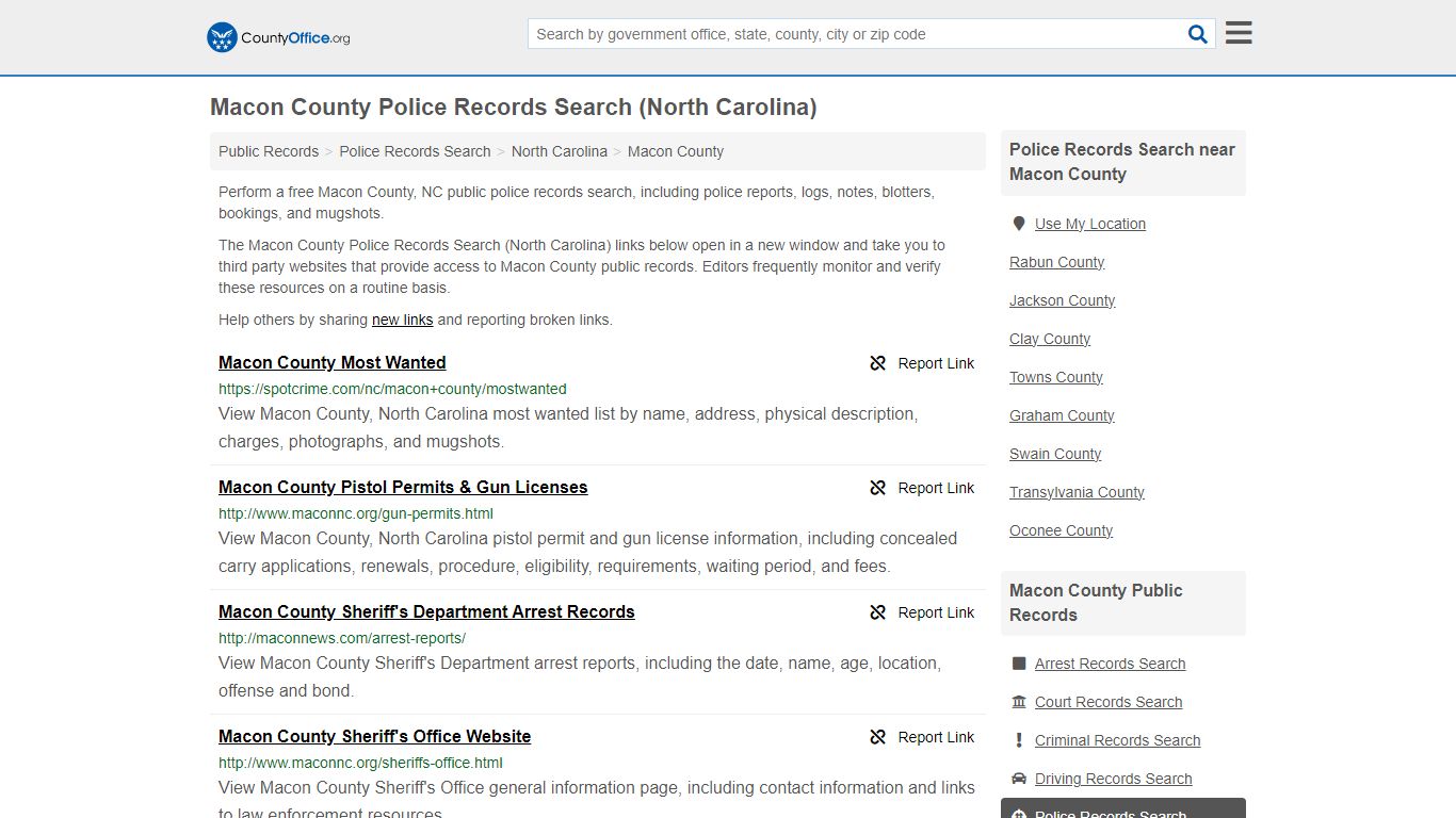 Police Records Search - Macon County, NC (Accidents & Arrest Records)